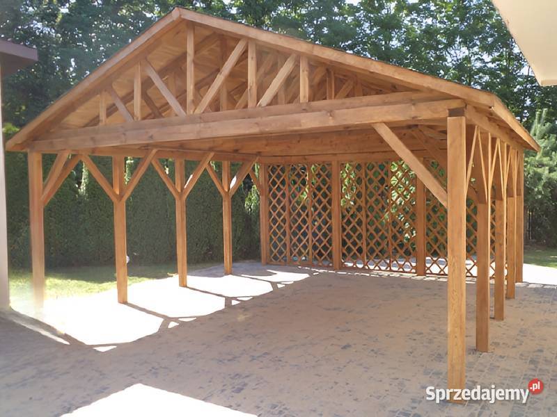 Wiata garażowa 1 drewniana 45x45m dach 2spadowy sprzedam