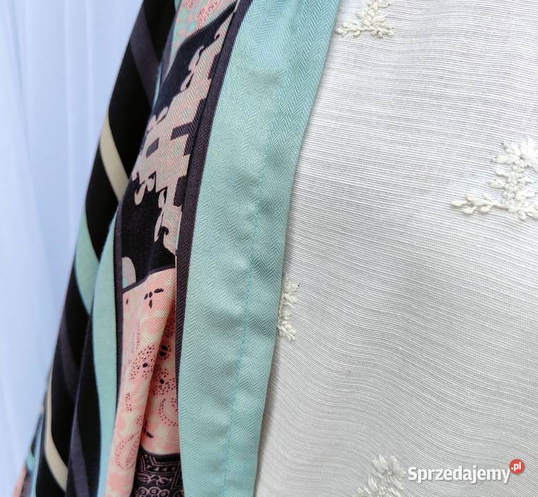 Duży szal w pasy orient granatowy miętowy Szczecin sprzedam