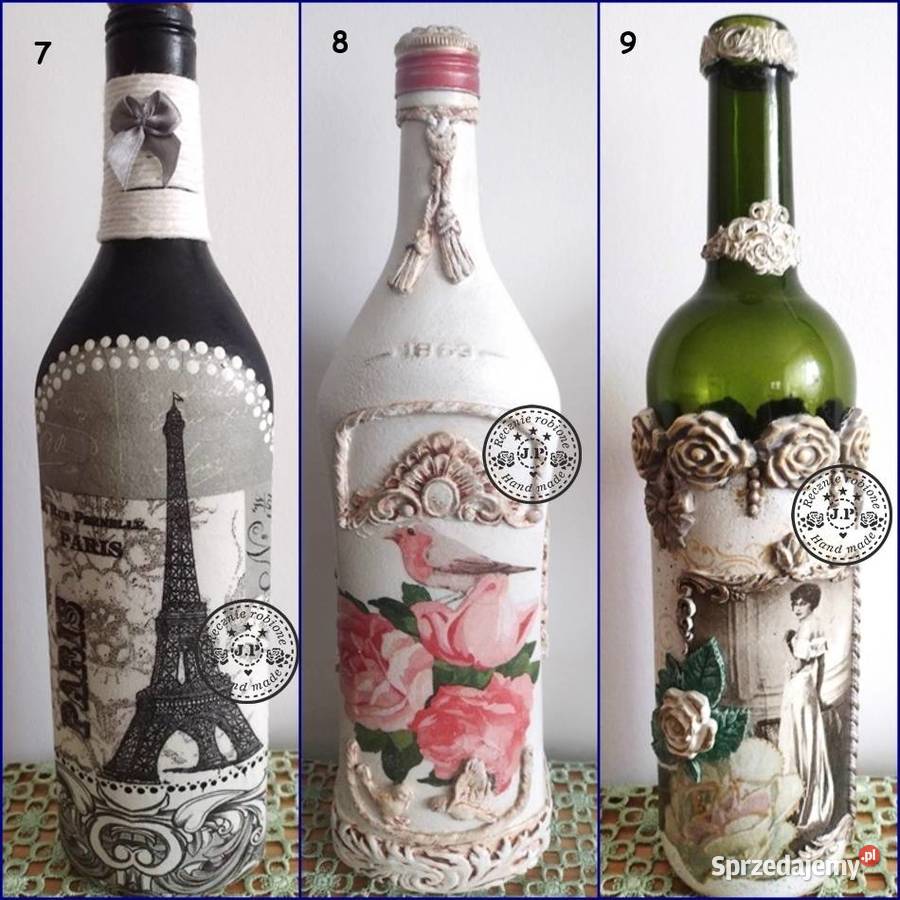 Butelki decoupage