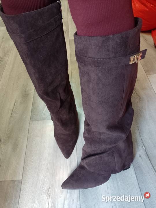 4041 Ekskluzywne brązowe Kozaki wieczorowe Nowe 26cm Kraków sprzedam