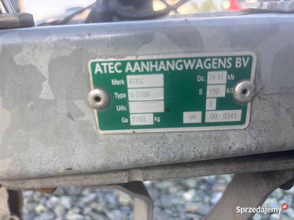 Przyczepka ciężarowa atec ladownosc 1430 Rok produkcji 2010 Brzeźnio