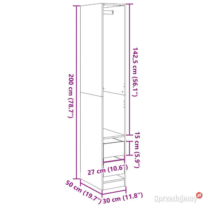 Szafa przydymiony dąb 30x50x200 materiał mazowieckie Warszawa