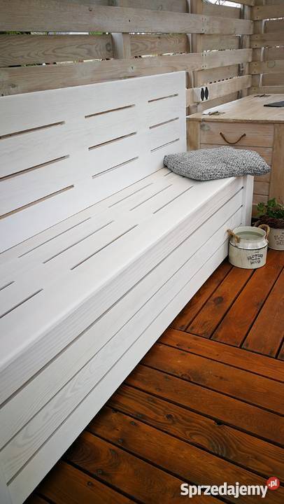 Drewniana skrzynia z oparciem ławka siedzisko z Krasów