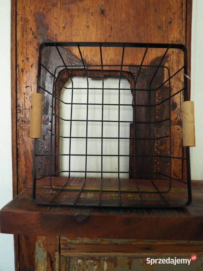 Stalowy Czarny Kosz z Lat PRLDrewniane Uchwyty Szczecin sprzedam