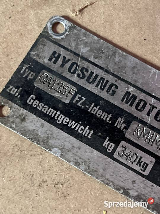 Hyosungung GA125 Tabliczka znamionowa