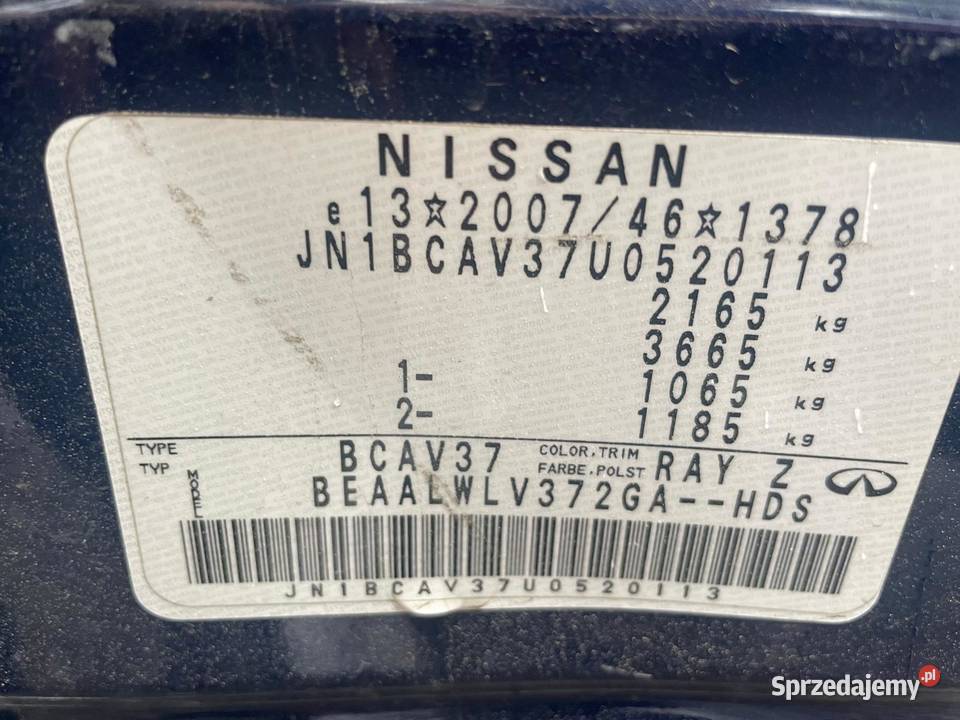 Klapa Bagażnika INFINITI Q50 1317 kolor RAY Rok produkcji 2021