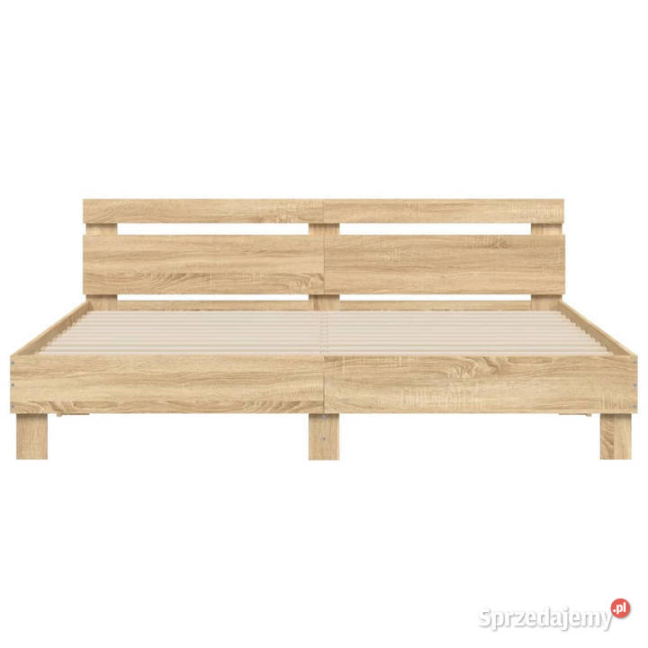 Rama łóżka z wezgłowiem i LED dąb sonoma 200x200 203cm Łóżka Meble Warszawa