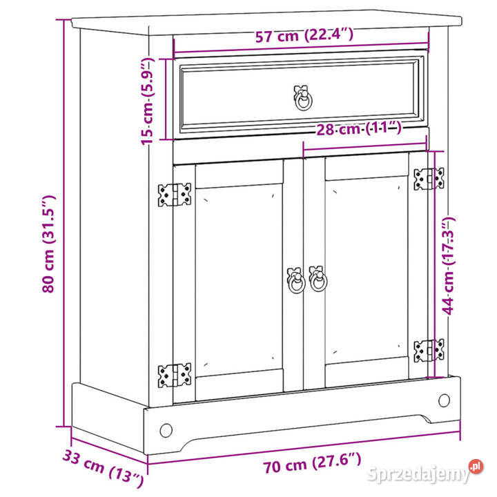 Szafka łazienkowa Corona 70x33x80 lite drewno Pozostałe mazowieckie