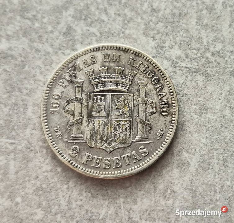 58 HISZPANIA 2 Pesety 1870 r Wola Kruszyńska