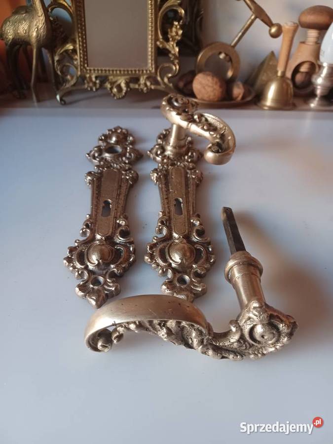 Komplet pięknych mosiężnych starych klamek i Poznań sprzedam