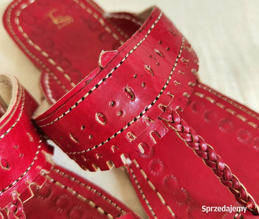 KOHRD2 Skórzane japonki kohalpuri 37 38 czerwone Szczecin