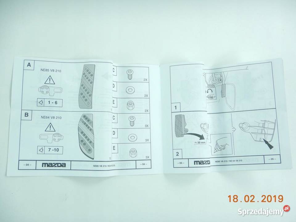 ALUMINIOWA PODPÓRKA STOPY NAKŁADKA MAZDA MX5
