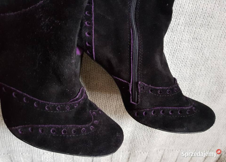 Włoskie kozaki na słupku damskie buty na zimę Kielce