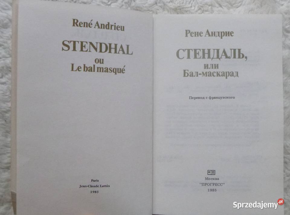 Stendhal albo bal maskowy Rene Andrieu rosyjsku Warszawa