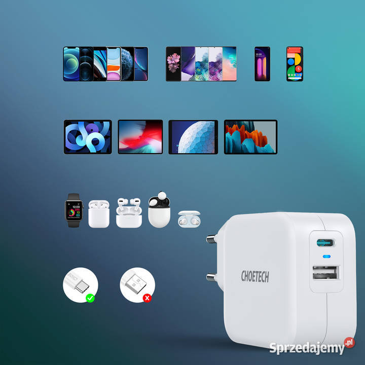Mocna i szybka ładowarka sieciowa USB typeC QC Ładowarki