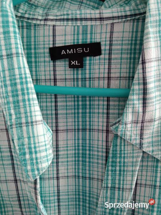M 38 Koszula turkusowa srebrna nitka dopasowana krótki lubelskie Lublin