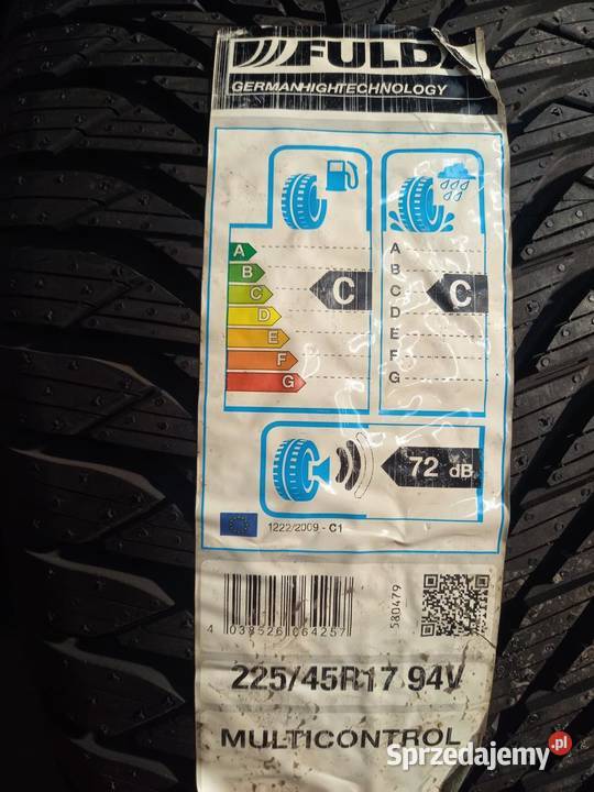 2x Opona NIEUŻYWANA CAŁOROCZNA 22545R17 FULDA Zaścianki