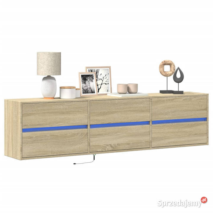 Ścienna szafka pod TV z LED dąb sonoma 180x31x45 Warszawa