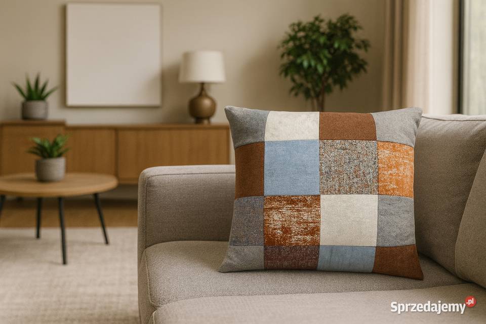 Poduszka Dekoracyjna Patchwork Żakardowa 50x50 wielkopolskie Kazimierz Biskupi