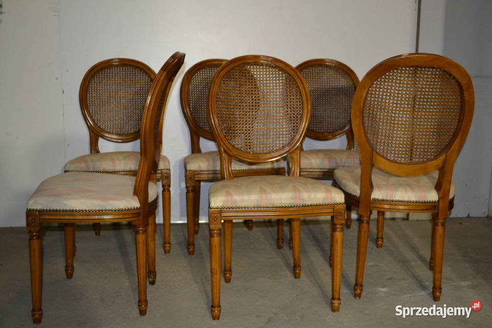 krzesła medaliony rafia 6 Meble Będzin