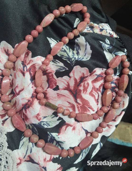 Długi Naszyjnik Kamień Kamienie Naturalne Różowy Opole