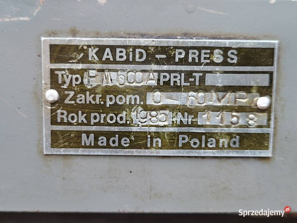 Prasa manometryczna PM 600A Biznes i Przemysł Nakło nad Notecią