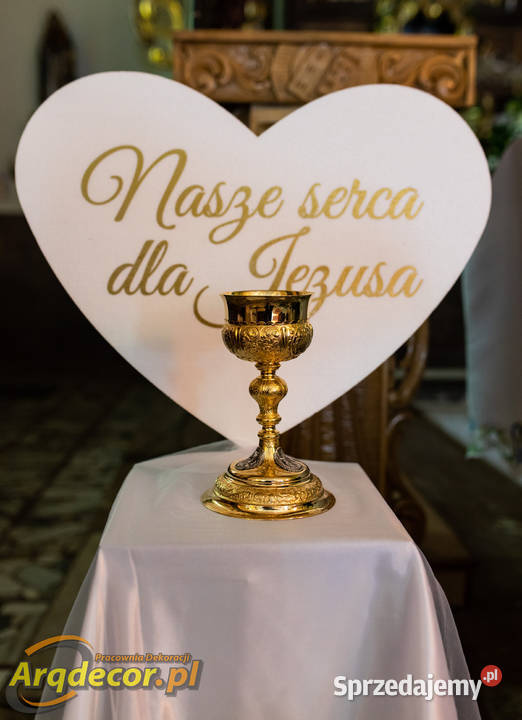 Duże serce z napisem Nasze serca Jezusa inny kolor Dębna