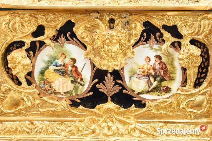 Królewska Szkatuła z Brązu Złoconego Porcelana Kraków