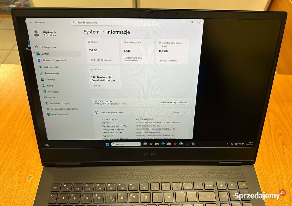Laptop HP Omen 16wd0220nw 161 Intel Core i7 16 Elbląg