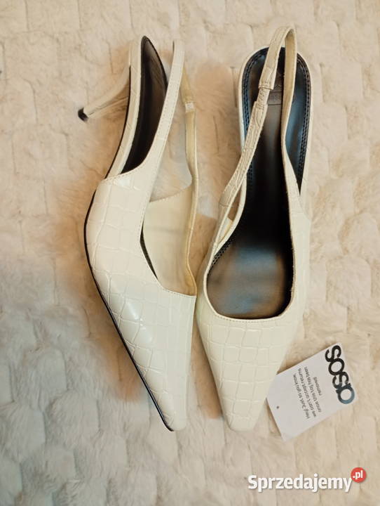 41 ASOS Białe teksturowane czółenka z odkrytą Kraków