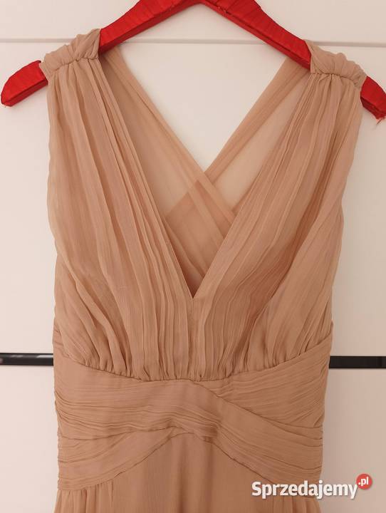 Sukienka maxi szyfonowa brudny róż beżowa na Wrocław