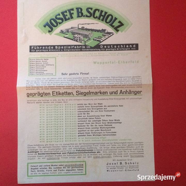 1225 Znaczki i Dokumenty Reklamowe Josef B Szczecin