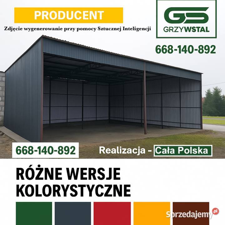 Garaż Blaszany Otwarty Wiata Garażowa Kutno
