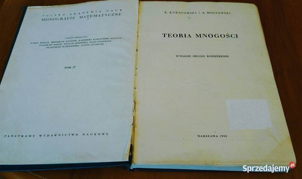 Teoria mnogości Monografie Matematyczne 27 Gdańsk