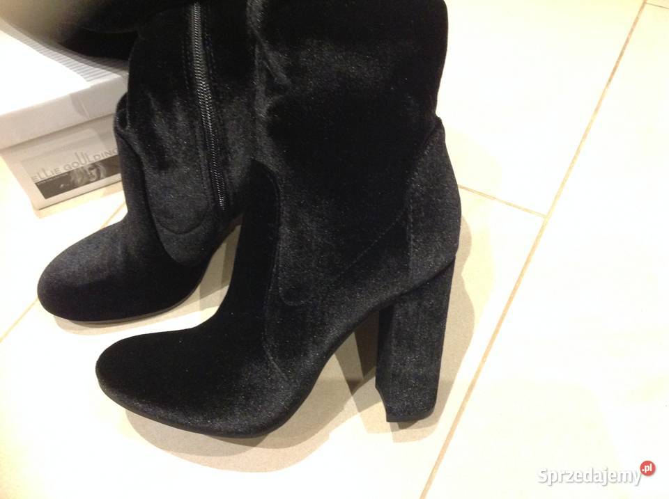 Długie Czarne Kozaki Damskie 36 do Uda Welur inna Nowa Sól