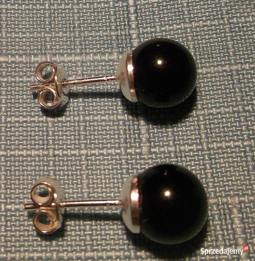 kolczyki srebro 925 sztyfty onyks kulki srebro Suwałki sprzedam