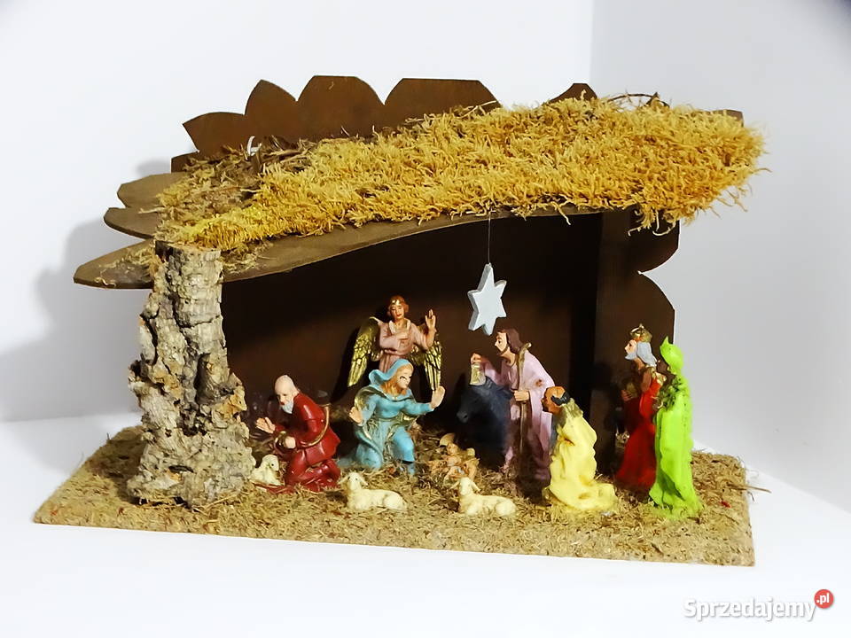 Szopka bożonarodzeniowa z pozytywką dekoracja Biłgoraj