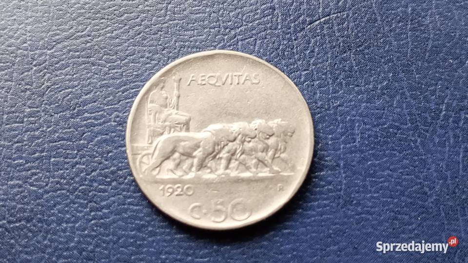 Stare monety 50 centesimi 1920 Włochy Lesko