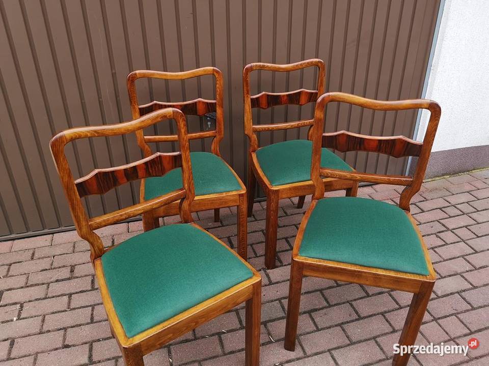 Krzesła ARTDECO Orzech Stare Antyk Komplet 4 Swarzędz sprzedam