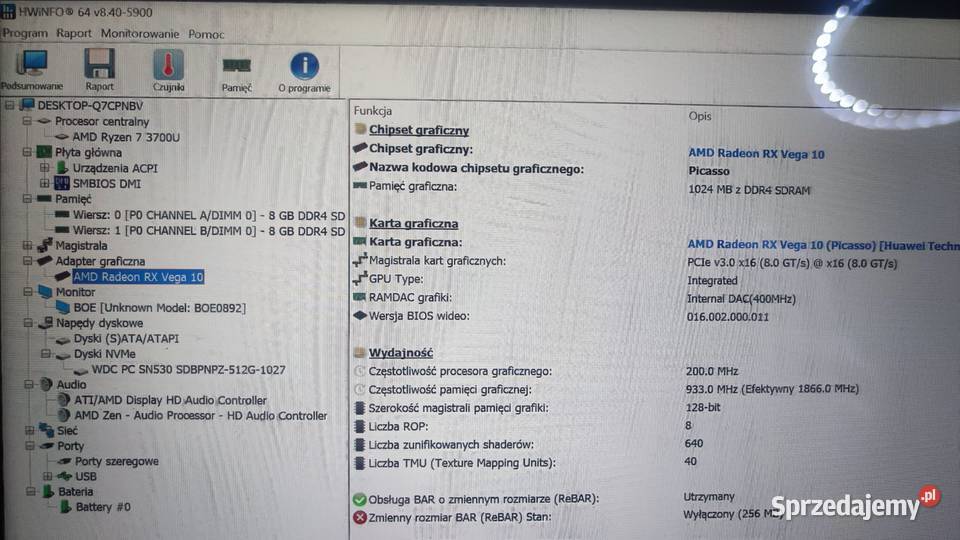LAPTOP HUAWEI MATEBOOK X 133 AMD RYZEN 7 3700U Warszawa