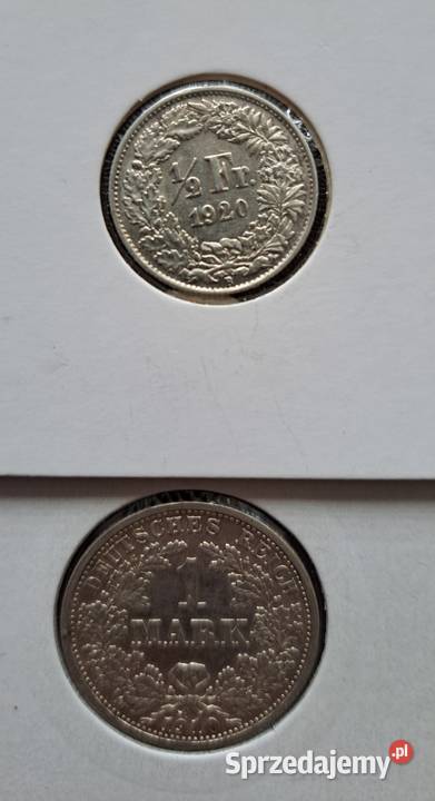 Srebrne monety 15 franka 10 centów one dime Szczecin