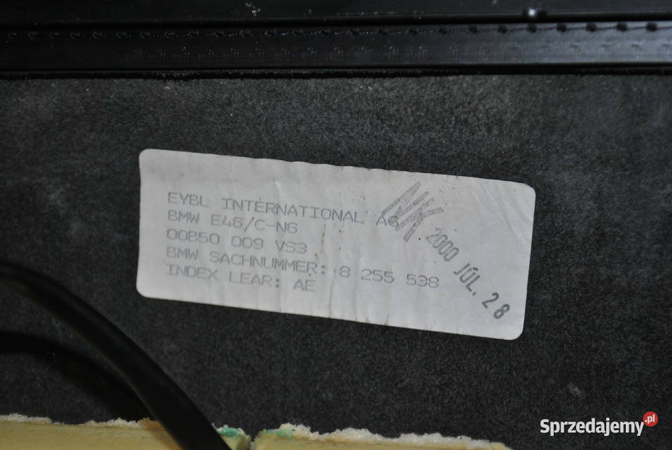 Poszycie siedziska fotela pasażera BMW E46 osobowe Poręba