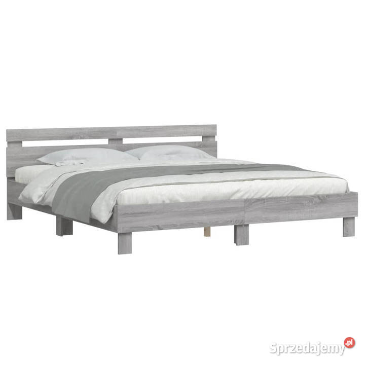 Rama łóżka z wezgłowiem i LED szary dąb sonoma 70cm mazowieckie Warszawa