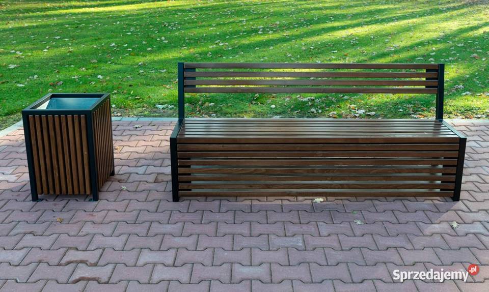 Ławka stalowa z oparciem miejska parkowa SLIM podkarpackie Rzeszów