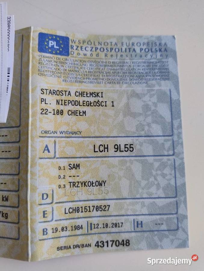 WSK Sam trzykołowy ZAREJESTROWANY 123cm3 Chełm