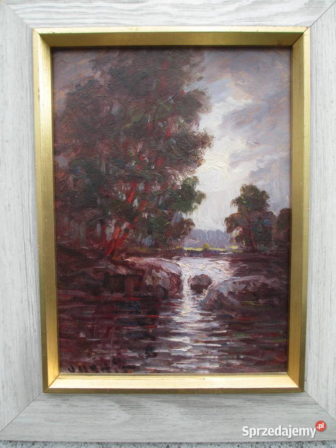 Obraz olejny Pejzaż Szwecja lata 60