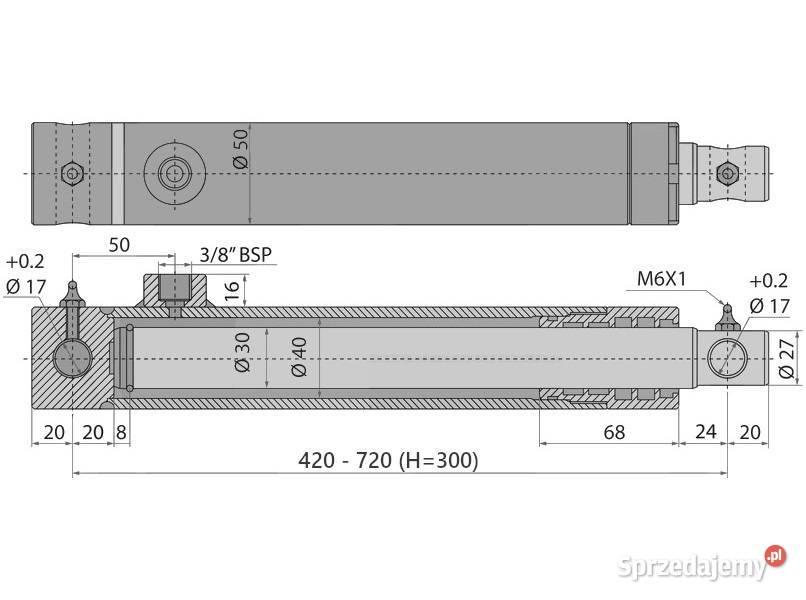 SIŁOWNIK CYLINDER HYDRAULICZNY TŁOK SKOK 300 Solec Kujawski