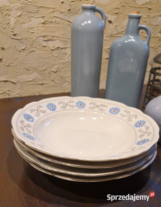 Zestaw 13 TALERZY ĆMIELÓWdekor niebieski Lublin