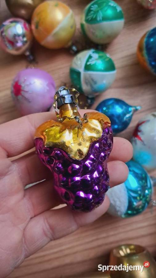 Zestaw starych bombek choinkowych PRL Boże Narodzenie Świecie