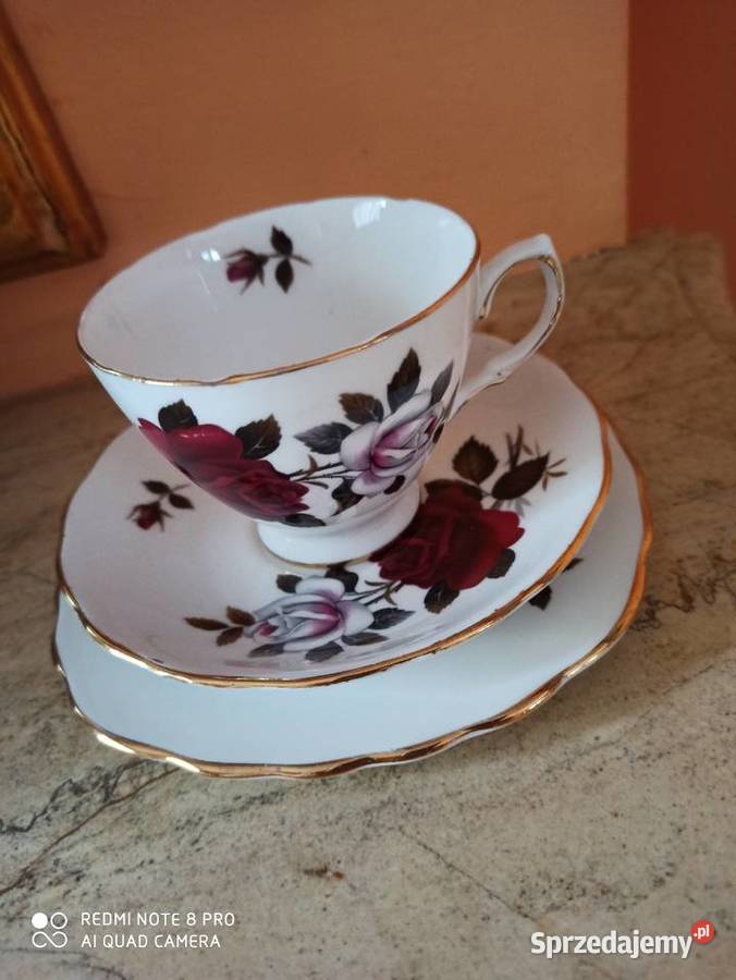 filiżanka z talerzykiem deserowym Colclough Made Gdańsk